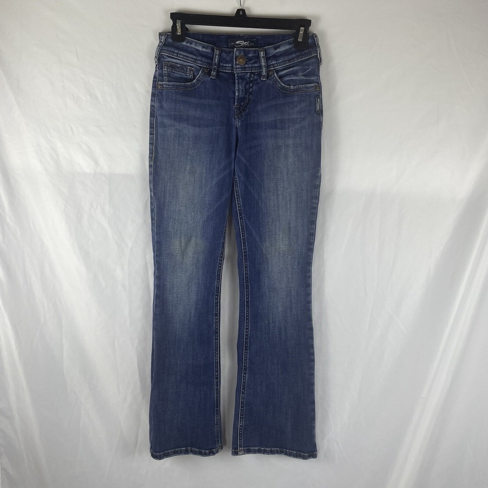 Silver Jeans Size 26 Blue Stretch Denim Mid Rise Suki Super Skinny Dark Wash